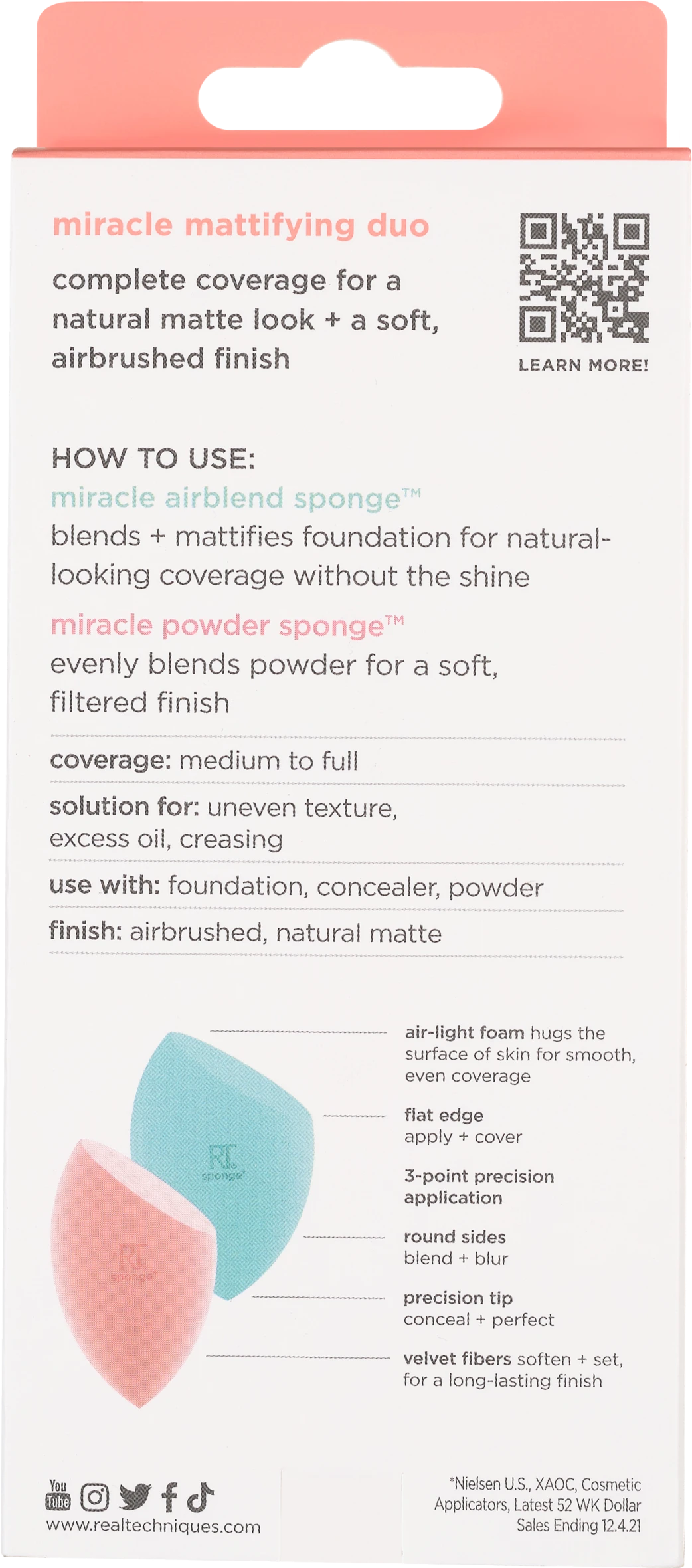 Real Techniques Miracle Powder Sponge + Miracle Airblend Sponge Duo 2 Real Techniques Miracle Powder Sponge + Miracle Airblend Sponge Duo – Bild 2