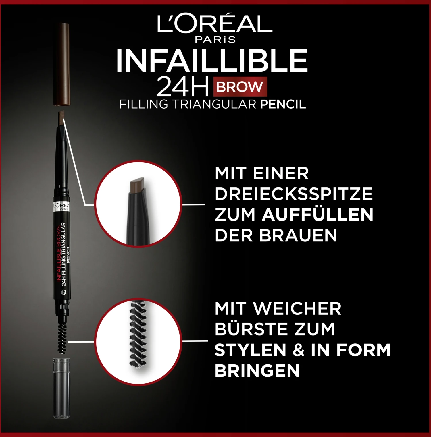L’Oréal Paris Infaillible 24H Brow Filling Triangular Pencil 1.0 Ebony 4 L’Oréal Paris Infaillible 24H Brow Filling Triangular Pencil 1.0 Ebony – Bild 4